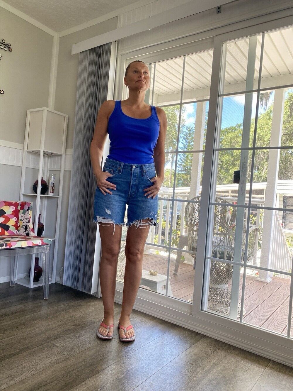 J. CREW Perfect-fit high-neck Blue tank M